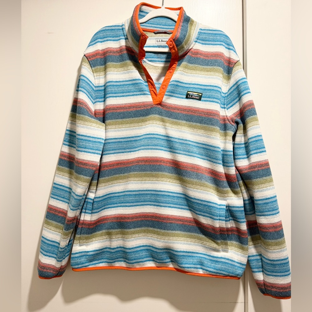L.L.Bean Sweater Fleece Pullover, Striped Print - Picture 3 of 8